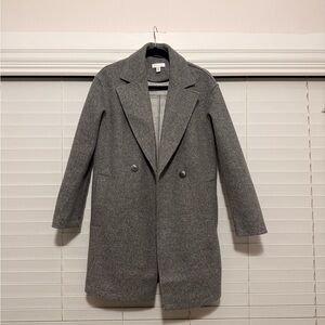 Topshop Women's Gray Double-Breasted Coat